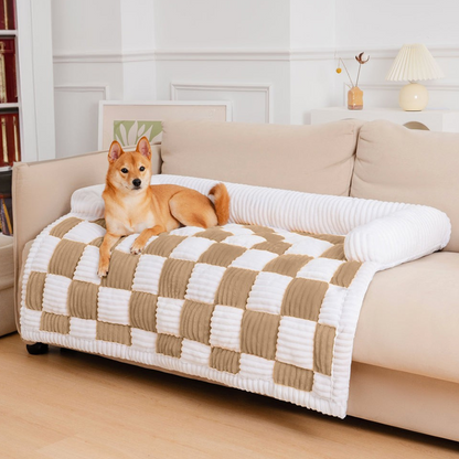 Housse de Canapé à Carreaux pour Chien | Tapis Douillet et Moelleux