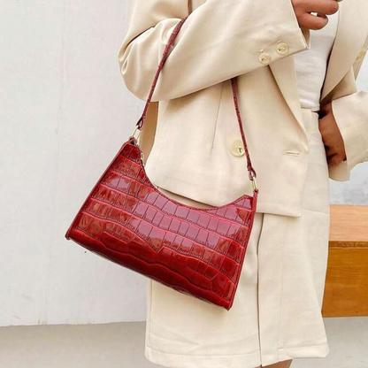 Sac à Main Baguette Texture Croco | Sac d’Épaule Léger et Stylé