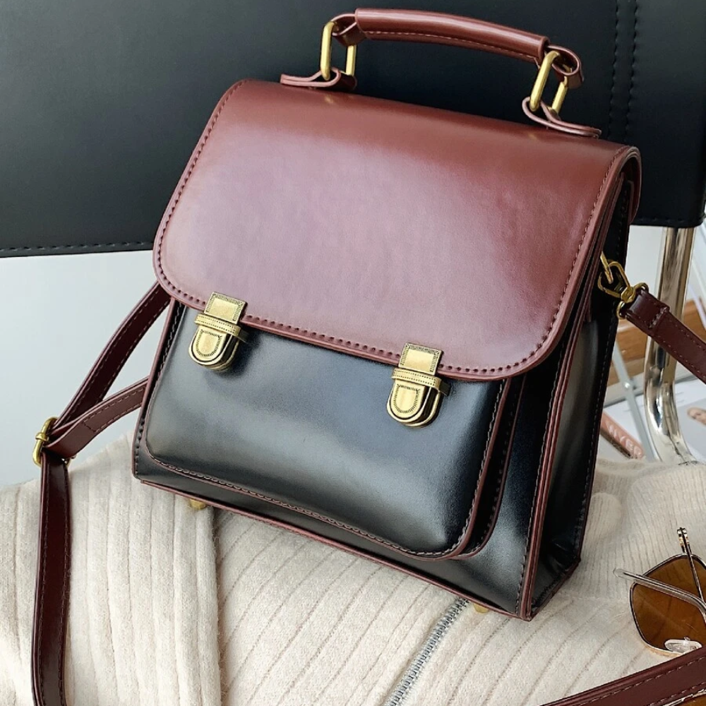 Sac à Dos Rétro Bicolore à Rabat | Sac Convertible en Bandoulière