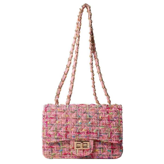 Sac à Main en Cuir PU Tweed | Sac Bandoulière Élégant et Stylé