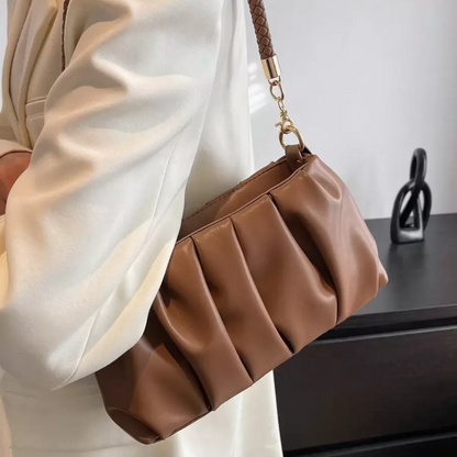 Sac Bandoulière Plissé avec Anse Tressée | Sac à Main Moderne, Léger