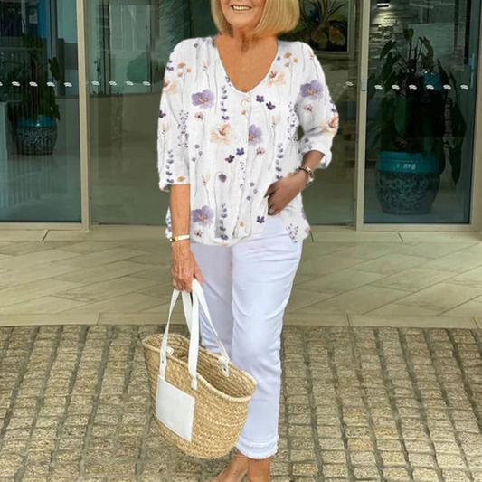 Blouse Fleurie Coupe Décontractée | Tissu Doux et Respirant