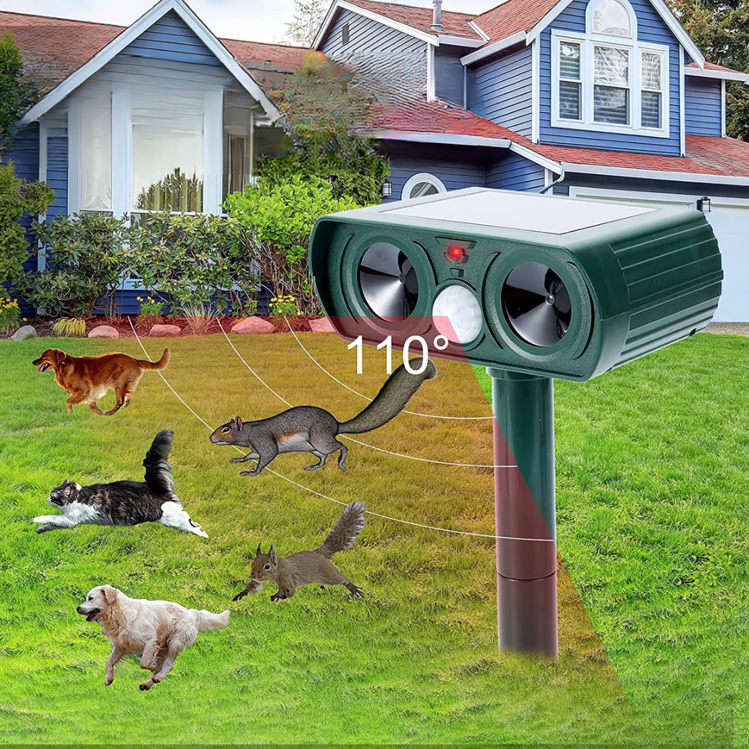 Répulsif Ultrasons Solaire | Éloigne les nuisibles, taupes, chats et les rats