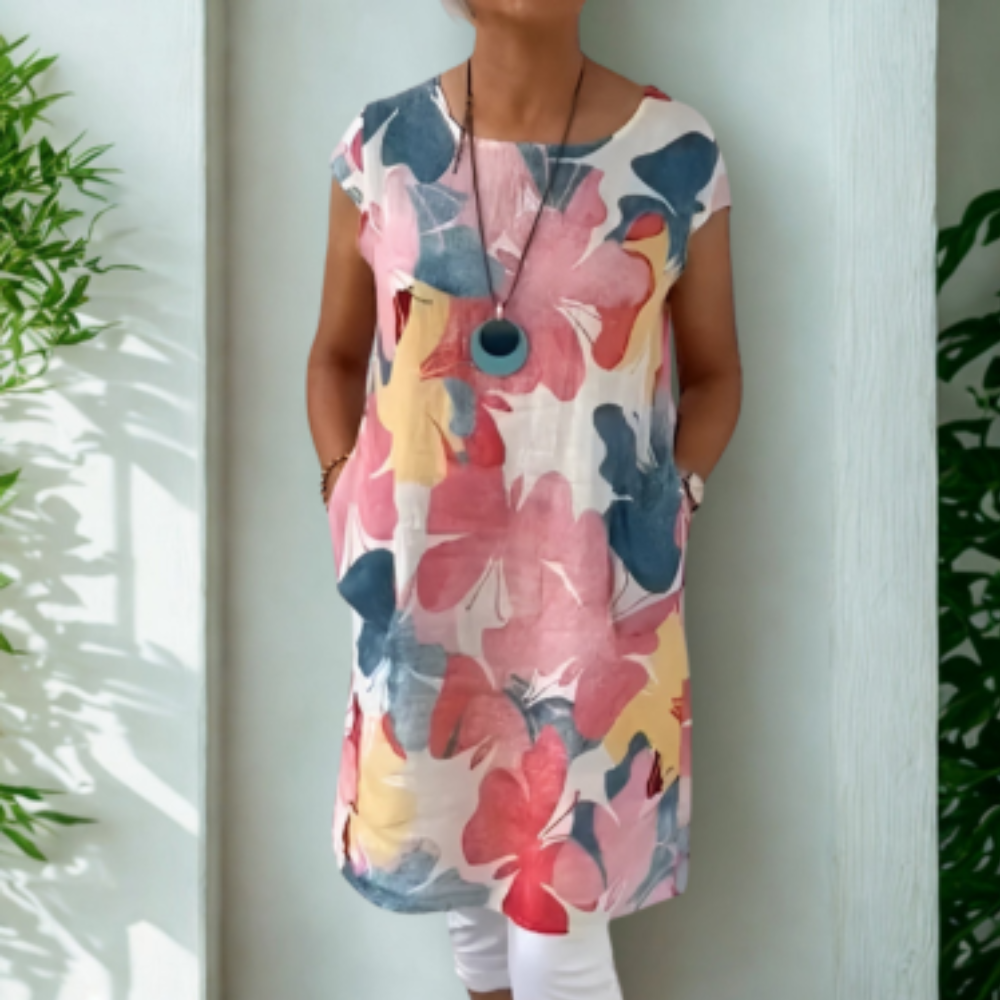 Robe Chemise Décontractée Imprimée | Coupe Ample avec Poches, Tissu Respirant