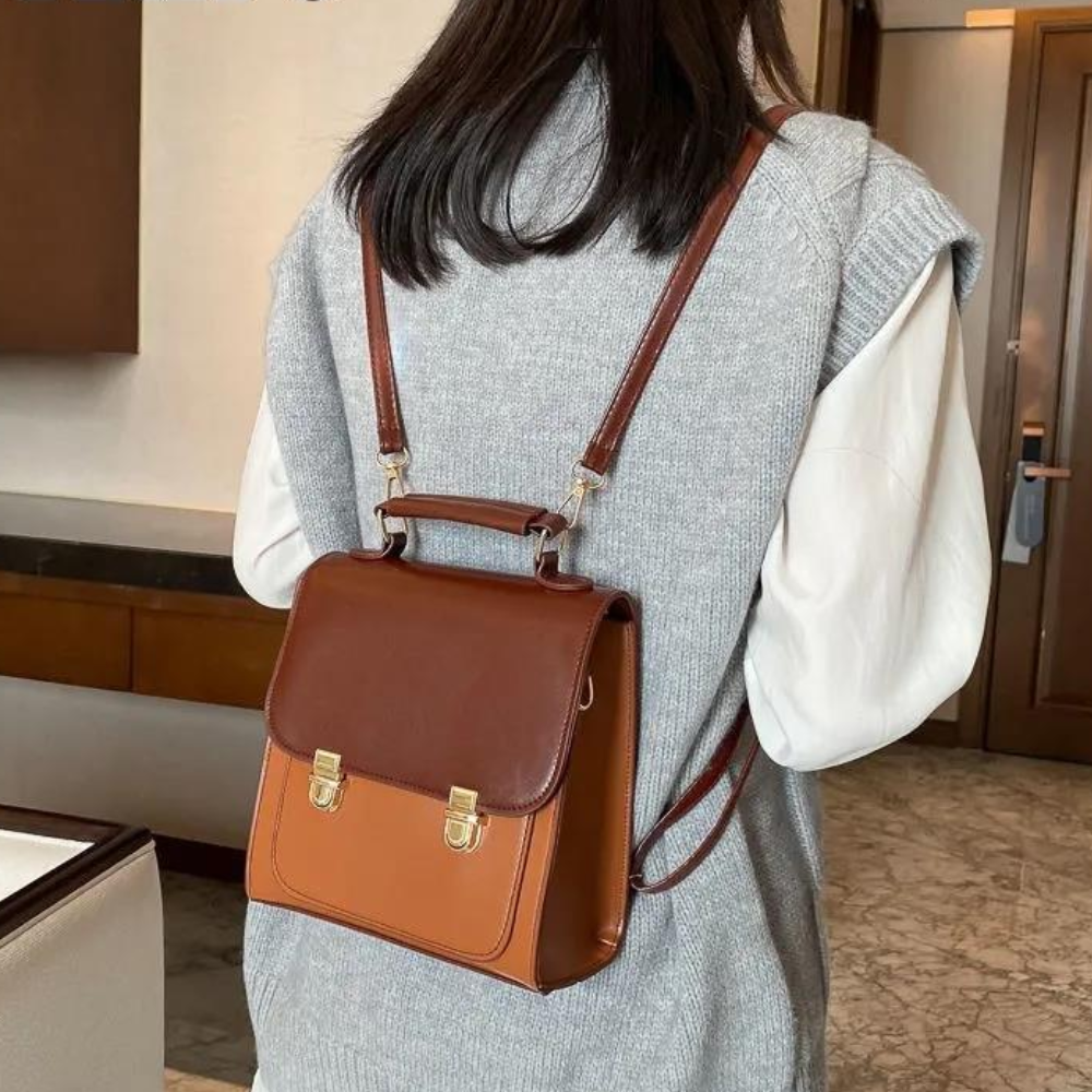 Sac à Dos Rétro Bicolore à Rabat | Sac Convertible en Bandoulière