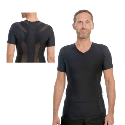 T-shirt Correcteur de Posture Homme Noir | Alignement Épaules & Colonne