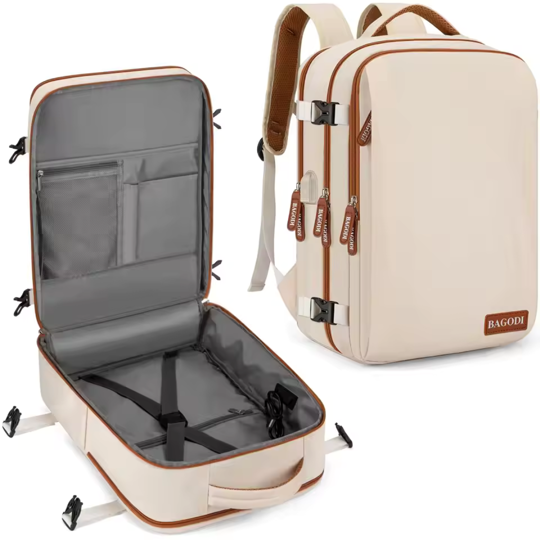NomadX Sac à Dos Beige | Grande Capacité et Compartiment pour Laptop