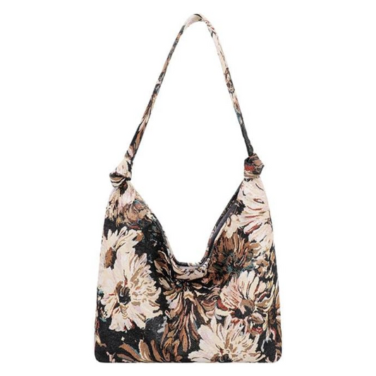 Sac Cabas Épaule en Toile Fleurie | Sac à Main Léger, Spacieux
