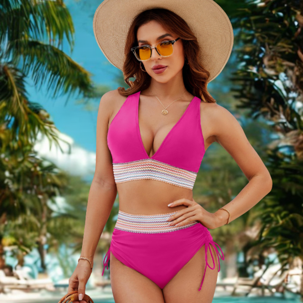 Ensemble Bikini Shoreline Curve | Maillot Taille Haute avec Contrôle du Ventre
