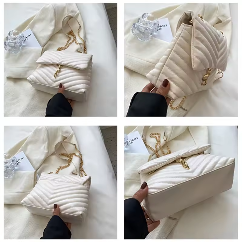 Sac Bandoulière Matelassé avec Chaîne | Sac Épaule Élégant & Pratique
