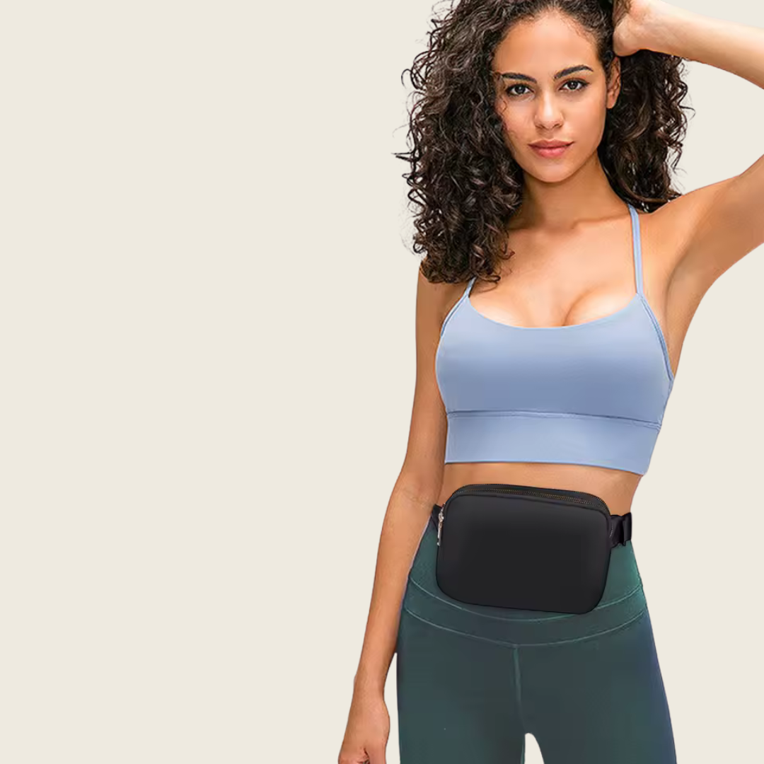 FemmeChic Noir | Sac Banane Double Poche & Sangle Réglable