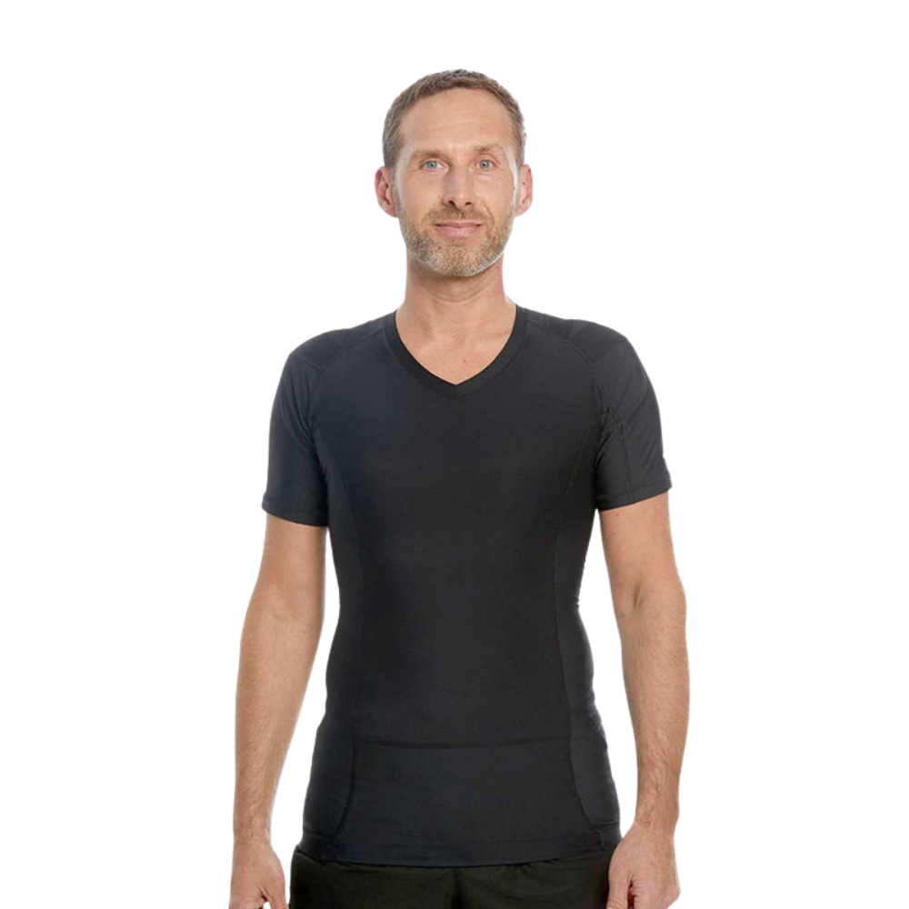 T-shirt Correcteur de Posture Homme Noir | Alignement Épaules & Colonne
