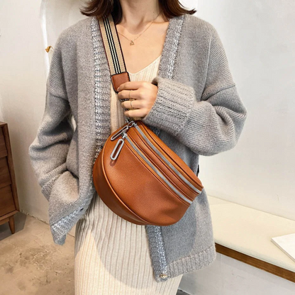 Sac Bandoulière En Similicuir à Double Fermeture Éclair | Compact, Élégant