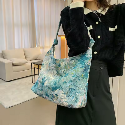 Sac Cabas Épaule en Toile Fleurie | Sac à Main Léger, Spacieux