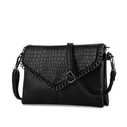 Sac Bandoulière à Rabat Texturé Noir | Sac Bandoulière Léger, Ajustable