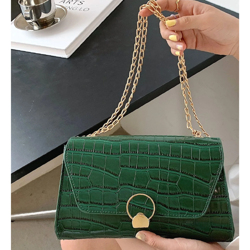 Sac Épaule Convertible 2-en-1 Motif Croco | Sac à Main Stylé, Élegant