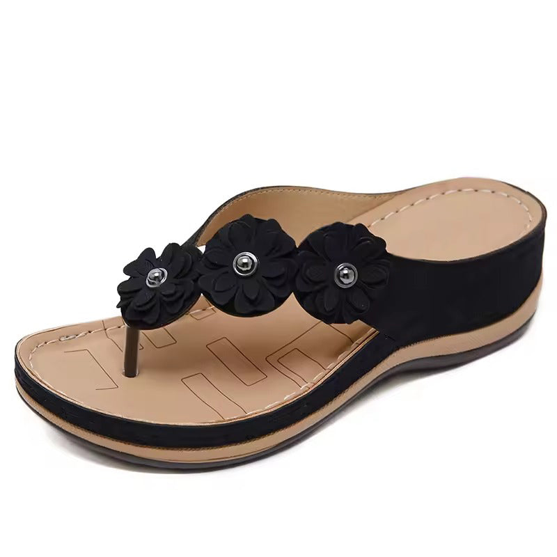 Tong orthopédique femme fleur déco