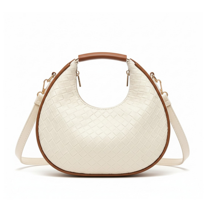 Sac à Main Croissant Tissé en Cuir PU | Sac Épaule Élégant