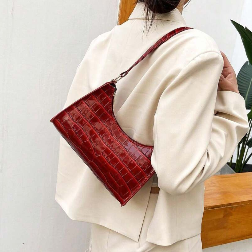 Sac à Main Baguette Texture Croco | Sac d’Épaule Léger et Stylé