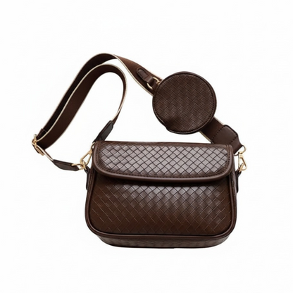 Sac Bandoulière en Cuir Tressé avec Porte-Monnaie | Sac a Main Léger