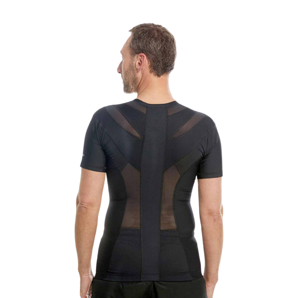 T-shirt Correcteur de Posture Homme Noir | Alignement Épaules & Colonne