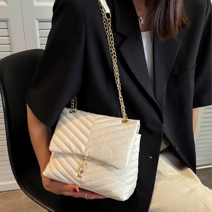 Sac Bandoulière Matelassé avec Chaîne | Sac Épaule Élégant & Pratique