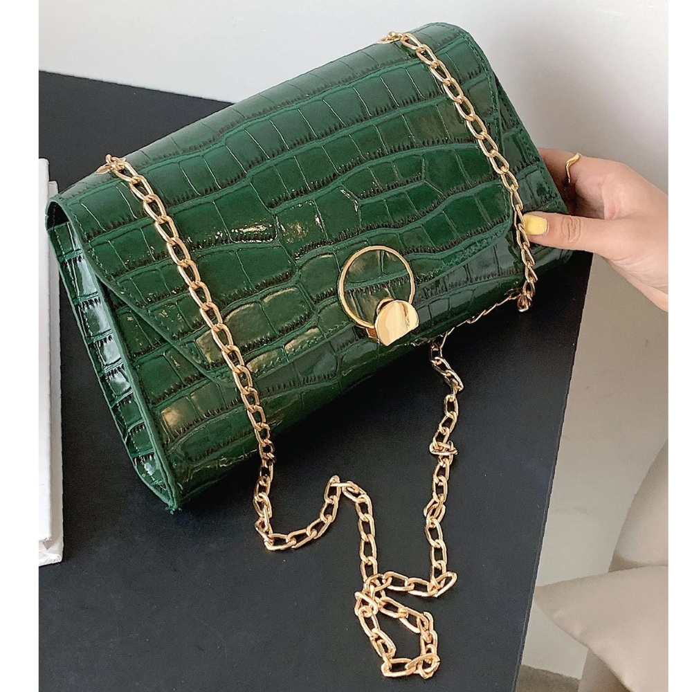 Sac Épaule Convertible 2-en-1 Motif Croco | Sac à Main Stylé, Élegant