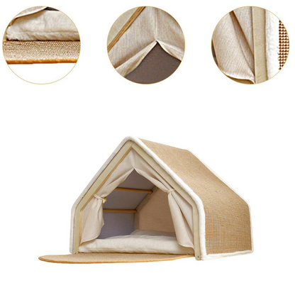 Maison pour Chat en Bois avec Rampe en Sisal | Dormir & Griffer