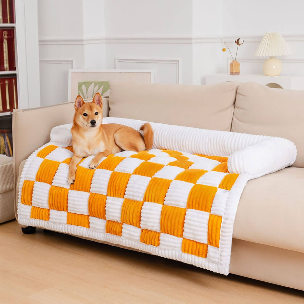 Housse de Canapé à Carreaux pour Chien | Tapis Douillet et Moelleux