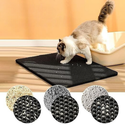 Tapis Litière Chat Double Couche | Protection Anti-Dispersion Nid d’Abeille