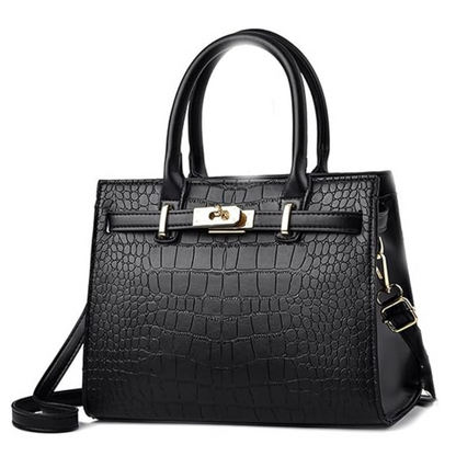 Sac À Main Croco Élégant En Cuir Végan 3-en-1 | Luxe Moderne