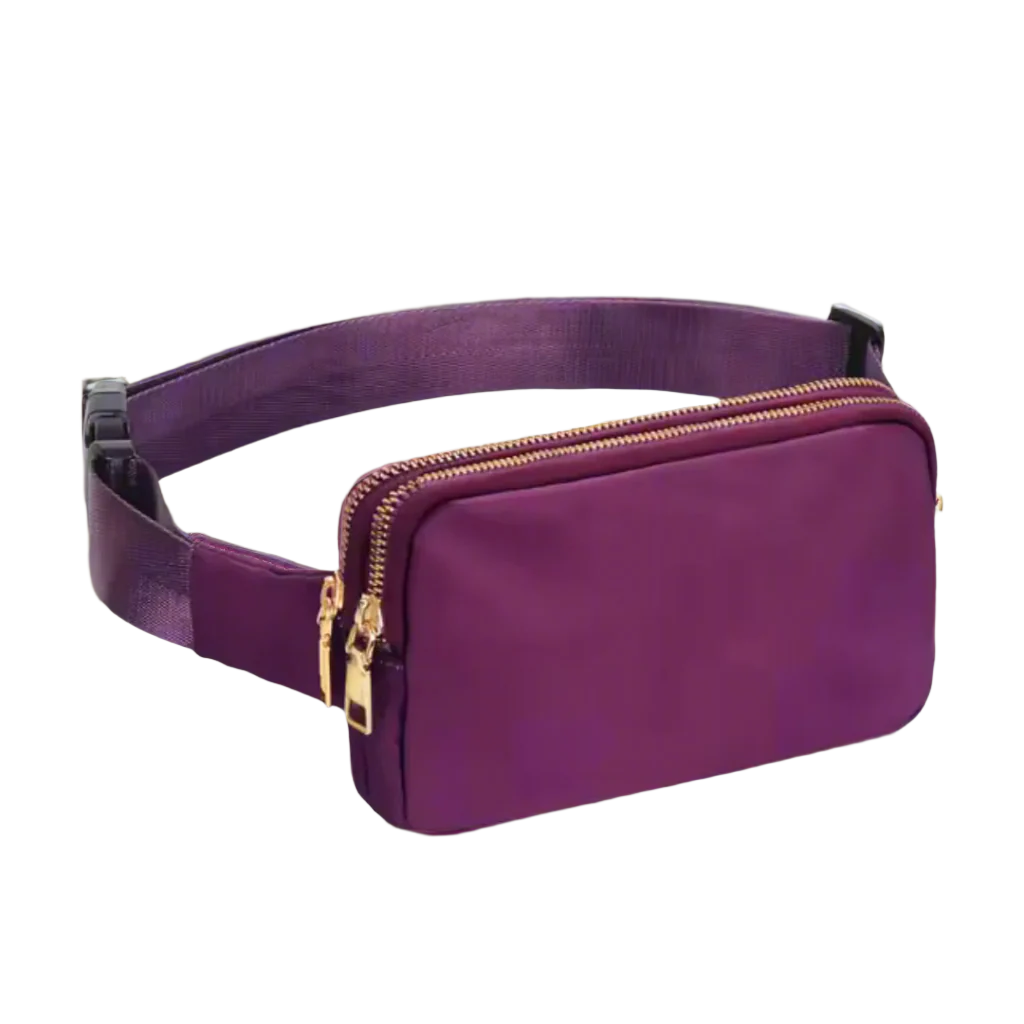 FemmeChic Violet | Sac Banane Double Poche & Sangle Réglable