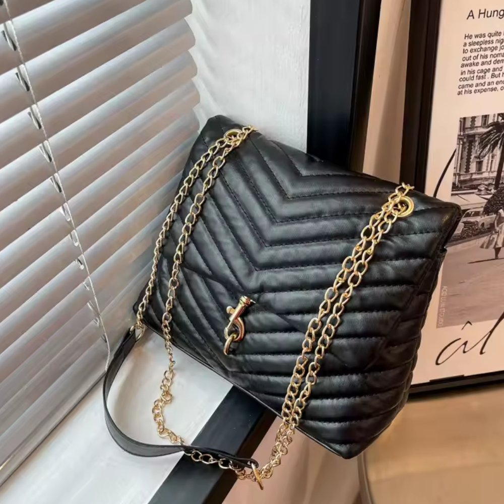 Sac Bandoulière Matelassé avec Chaîne | Sac Épaule Élégant & Pratique