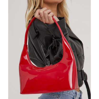Sac Bandoulière Rouge Brillant | Sac à Main Tendance pour Femme