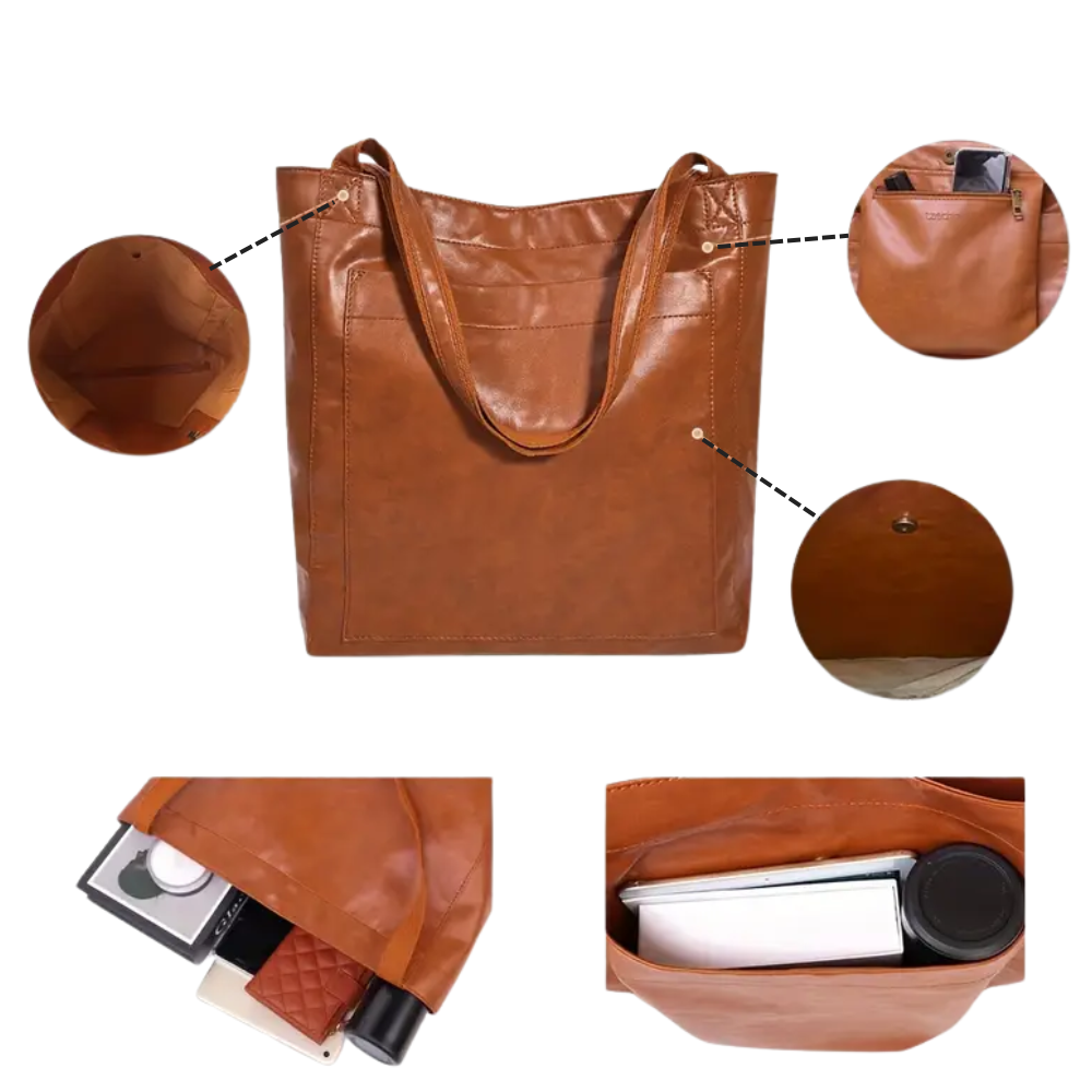 Grand Sac Cabas Vintage en Cuir PU | Élégant & Durable