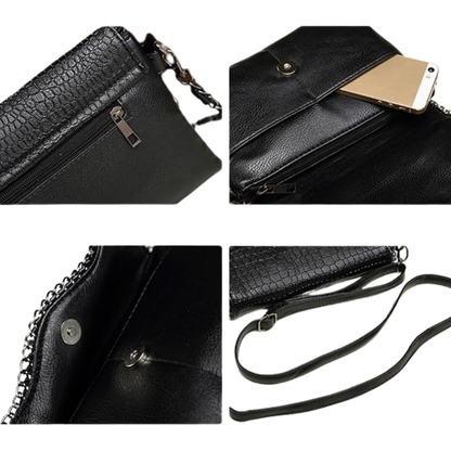 Sac Bandoulière à Rabat Texturé Noir | Sac Bandoulière Léger, Ajustable