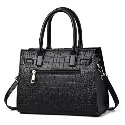 Sac À Main Croco Élégant En Cuir Végan 3-en-1 | Luxe Moderne