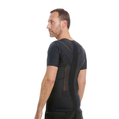 T-shirt Correcteur de Posture Homme Noir | Alignement Épaules & Colonne