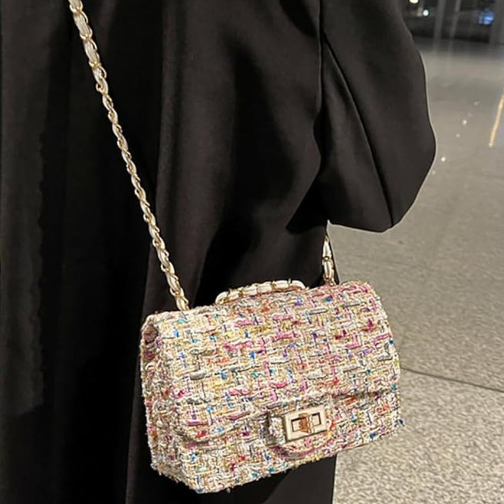 Sac à Main en Cuir PU Tweed | Sac Bandoulière Élégant et Stylé