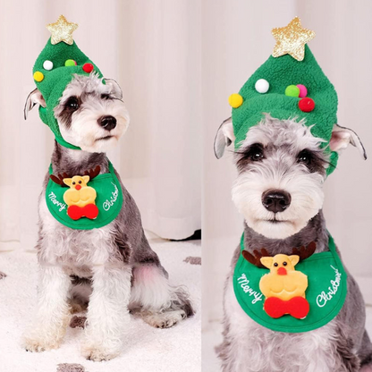 Chapeau et Bavoir Costume de Noël pour Animaux | Style Fête Adorable