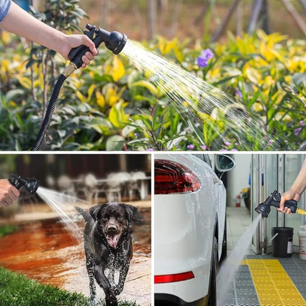 Tuyau d’Arrosage Extensible 30 mètres avec Buse Multifonction | Léger, Anti-Emmêlement