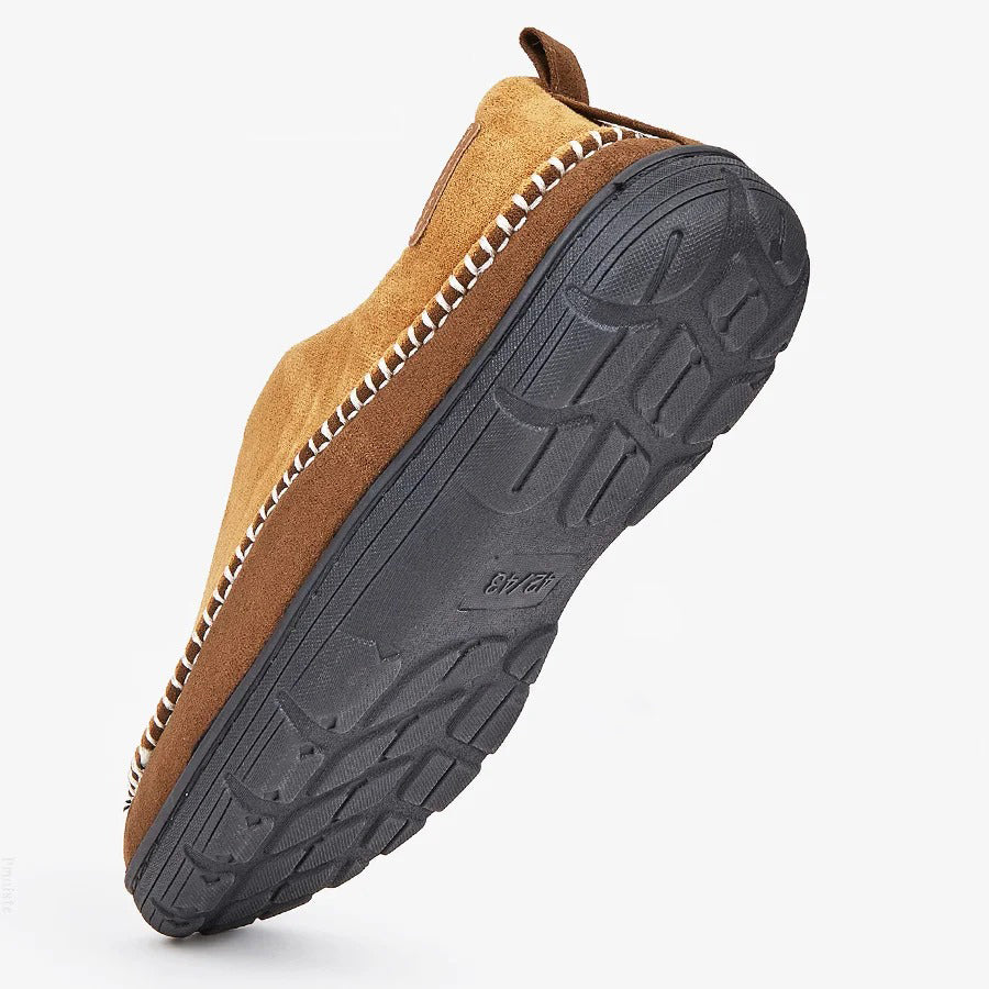 Chausson orthopédique homme bicolore à revers fourré