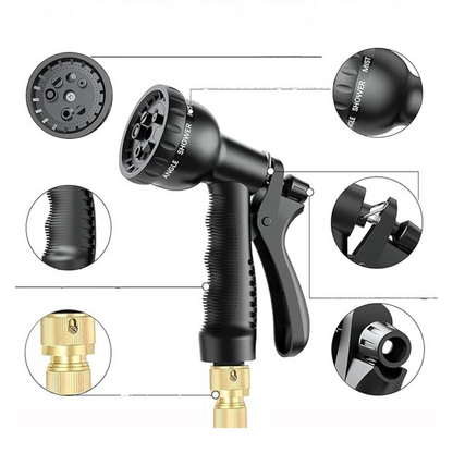 Tuyau d’Arrosage Extensible 30 mètres avec Buse Multifonction | Léger, Anti-Emmêlement