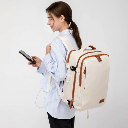 NomadX Sac à Dos Beige | Grande Capacité et Compartiment pour Laptop