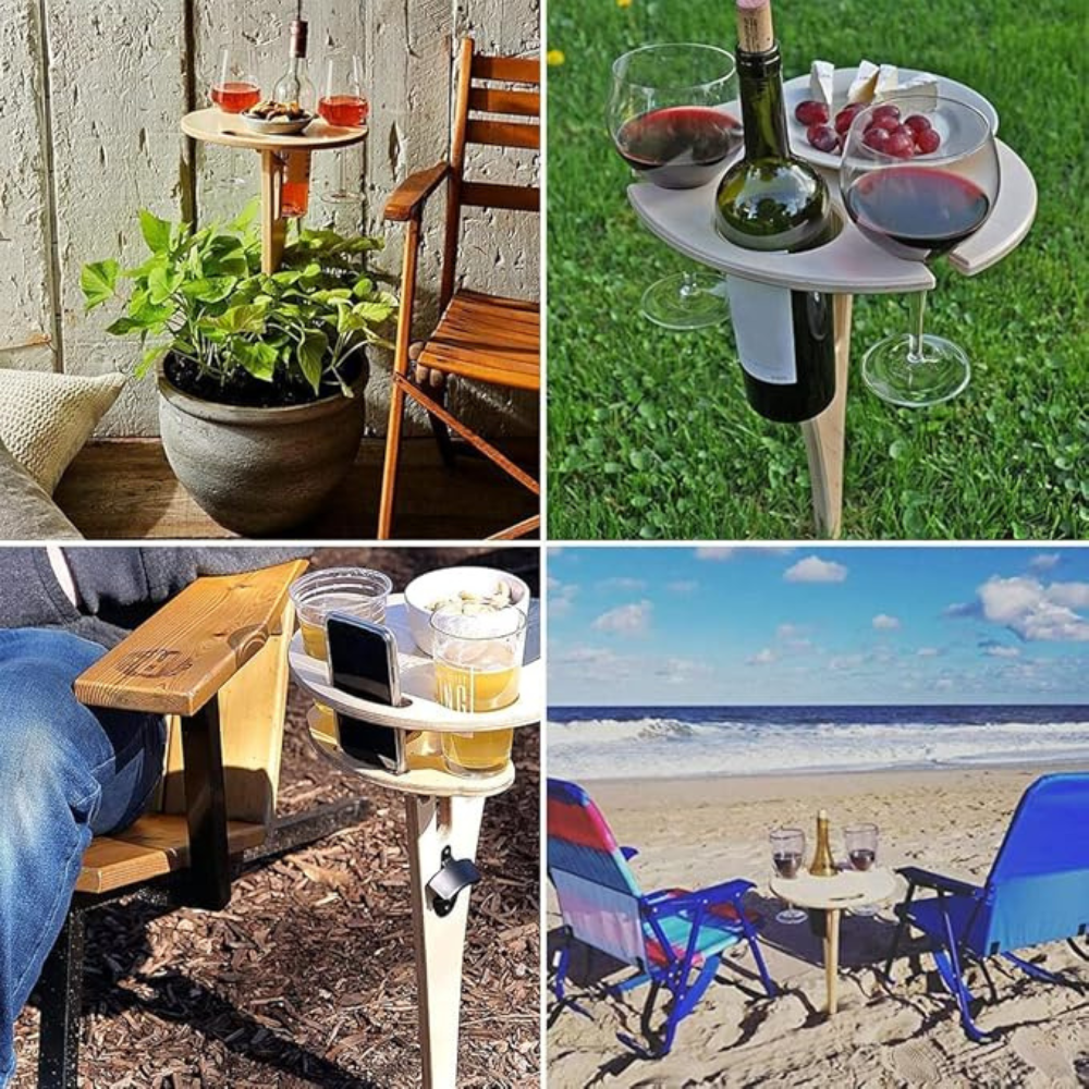 Table à Vin Portable pour l’Extérieur | Léger et Pliable