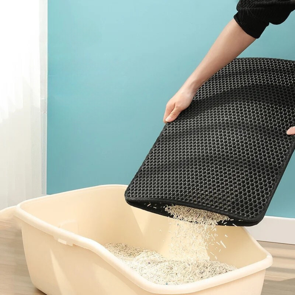 Tapis Litière Chat Double Couche | Protection Anti-Dispersion Nid d’Abeille