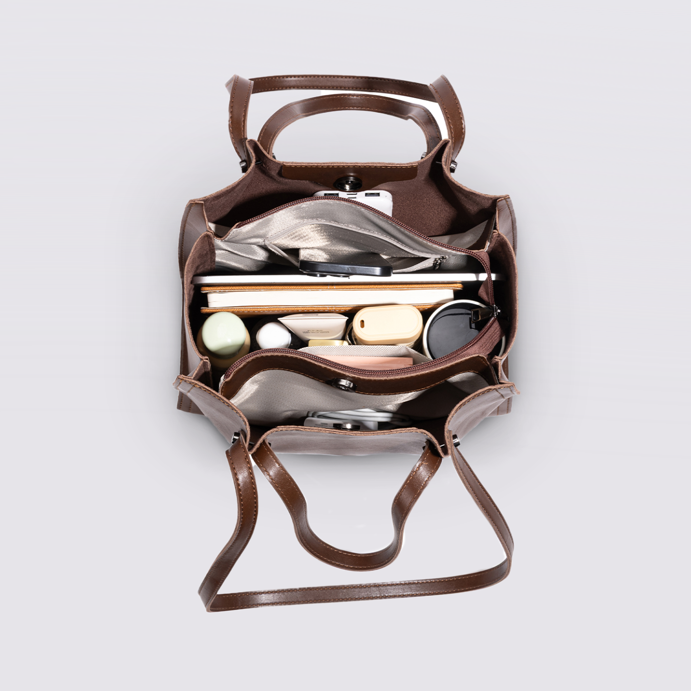 VilleTote Sac à Main Femme marron foncé | Sac Bandoulière Tote Bag