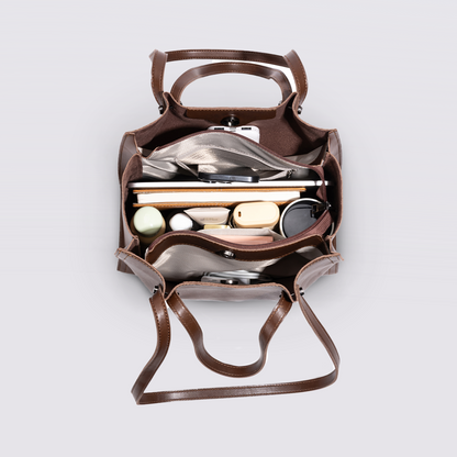 VilleTote Sac à Main Femme marron foncé | Sac Bandoulière Tote Bag