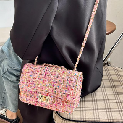 Sac à Main en Cuir PU Tweed | Sac Bandoulière Élégant et Stylé