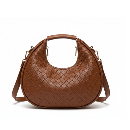 Sac à Main Croissant Tissé en Cuir PU | Sac Épaule Élégant